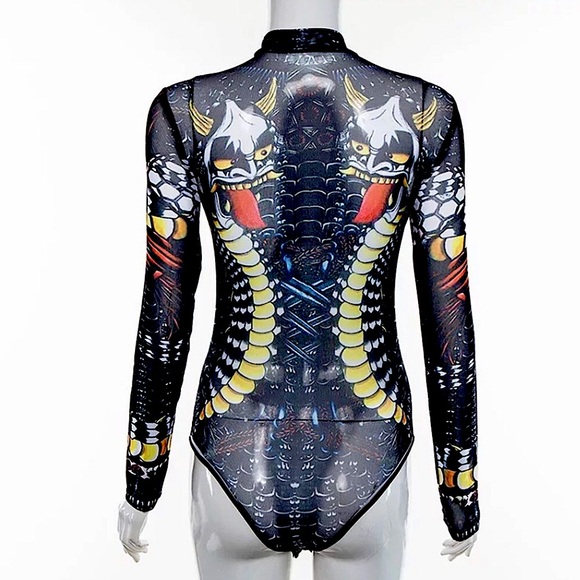 HP!✨Black demons mesh long sleeve bodysuit - Picture 6 of 13